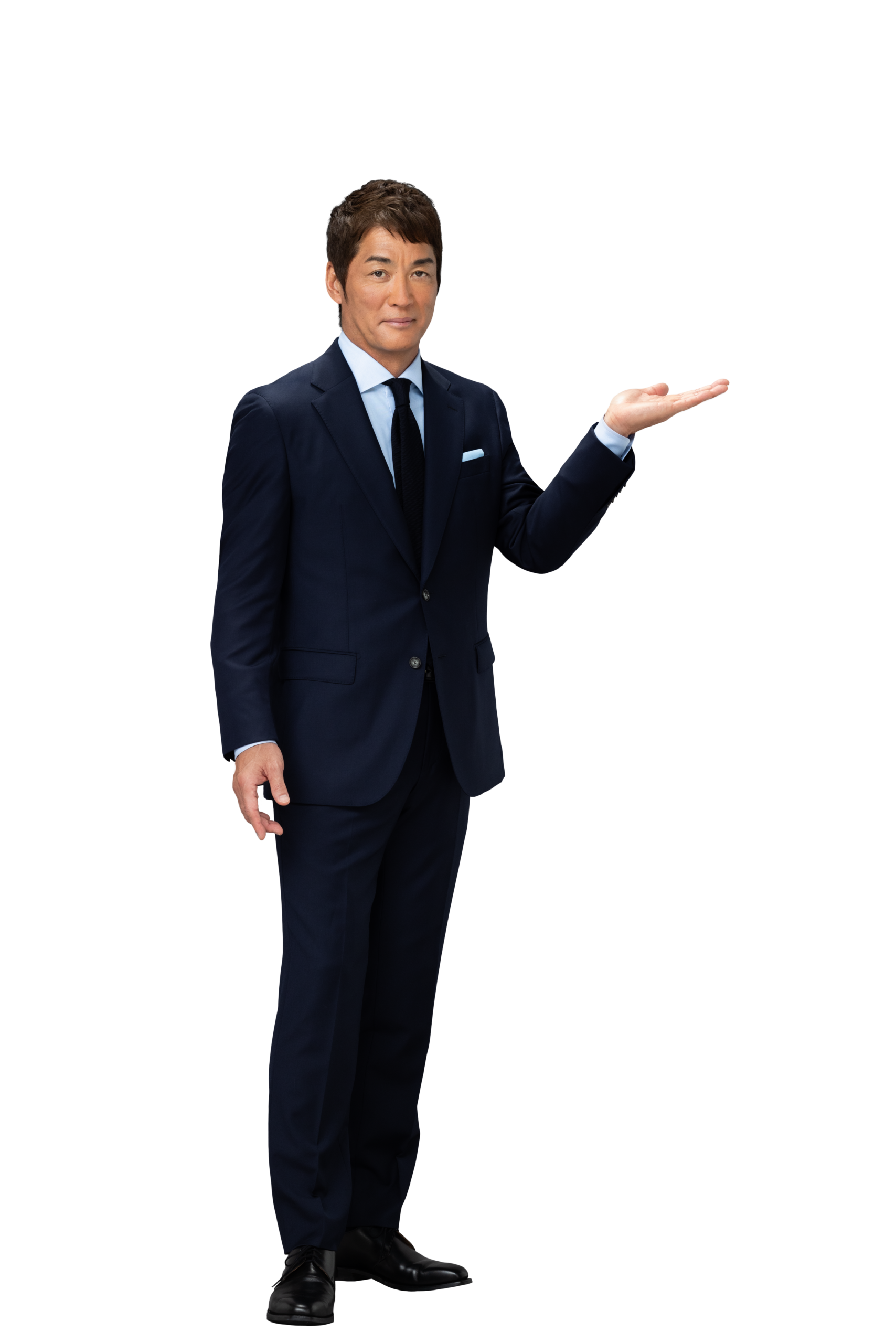郡山M&A総合センターのお問い合わせ窓口を案内する長嶋一茂さん